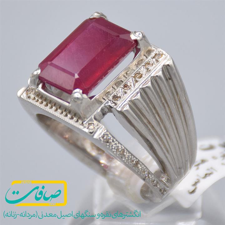 انگشتر یاقوت قرمز اصل با 24 عدد الماس کد 2463